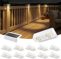 Bridika Solar Deck Lights Outdoor 12 Pack, Bright Solar Fence Lights with Lens, 3 Color Modes IP65 Waterproof Large Size Step Lights for Outside, Fence, Stair, Backyard, Patio, Wall White by Bridika