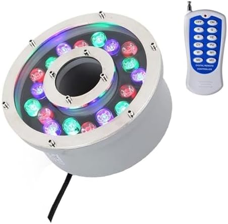 LED Ring Underwater Fountain Light - Submersible RGB Outdoor Spotlight, IP68 Waterproof Embedded Fountain Pool Spotlight, for Pond Fountain Garden Party RGB+re,12w(24v) RGB+Remote Control by Unknown