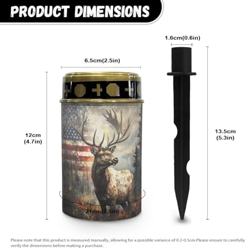 Poceacles Deer American Flag Forest Outdoor Lights Solar Powered Flameless Candle Cemetery Votive Candles Waterproof Outdoor Memorial Candle Solar Stake Lights Home Outdoor Decoration, 2 PCS - Image 6