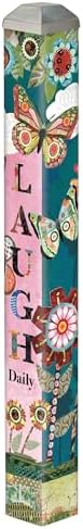 Studio M Art Pole Outdoor Decorative Accessory for Landscaping, Gardens, and Yards, 16 Inches Tall Weather Resistant PVC with Vinyl Wrap, Patchwork Flutters by StudioM