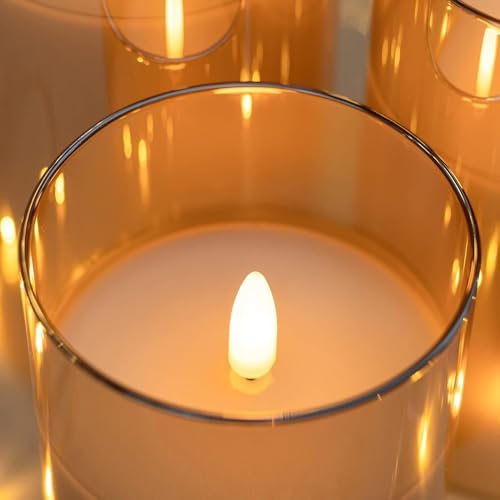 Glass Flameless Candles LED Battery Operated Candles with Remote Set of 3 - Image 3