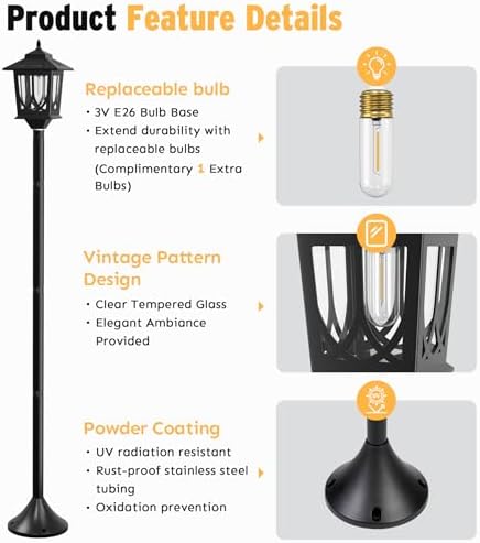 63" Solar Lamp Post Light 2 Pack, Solar Post Lights Outdoor Cool White - Image 3