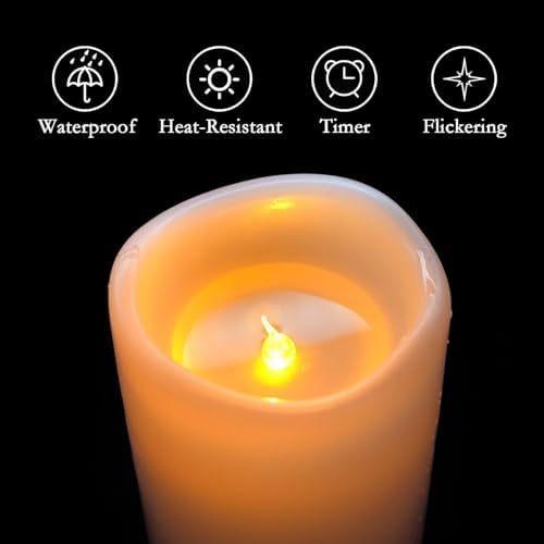 Homemory 4x8 Waterproof Flameless Candles, Remote Timer, White, Set of 6 - Image 5