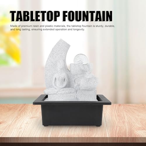 Tabletop Water Fountain, Resin Zen Meditation Indoor Waterfall Fountain with LED Light for Home Office Indoor Outdoor Garden Desk Patio Yard Backyard - Image 2
