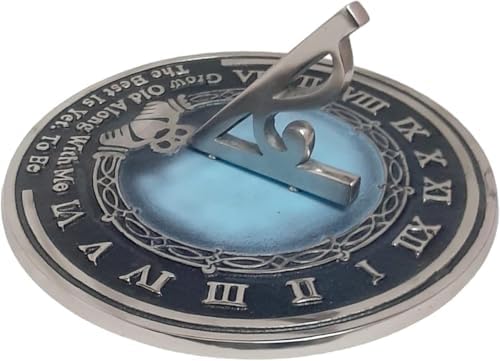 Solid Aluminium 10" Blue Round Garden Sundial - Plaque and Rooster Dial Outdoor Compass Sundials for Yards, Home Decor, Sundial Gift, Couple - Image 2
