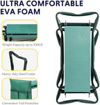 iPower Garden Kneeler and Seat Foldable Kneeling Bench with Sturdy Soft EVA Foam Pad for Outdoor, Fishing, Camping, 2 Tool Pouches Included, Green - Image 5