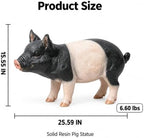 Garden Pig Statue, 26" Realistic Resin Pig Figurine, Pink & Black - Image 2