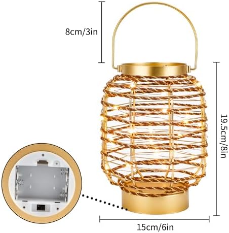 Set of 2 Battery Operated Table Lamp 7.7 "H Metal Cage LED Cordless Lamp with 6-Hour Timer, Vintage Decorative Fairy Lights Lantern for Indoor/Outdoor Bedrooms Weddings Parties Patio Events - Image 3