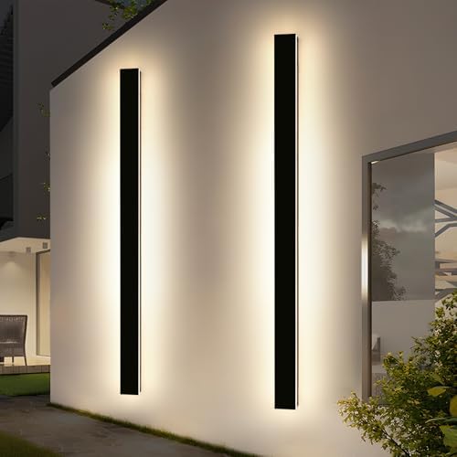 2 Pack Modern Outdoor Wall Light, 71inch Black Exterior Wall Mount Light Fixtures, 3 Color 3000K/4500K/6000K, IP65 Waterproof, Porch Wall Sconce, Long Linear Outside Lighting for Patio Garage Garden - Image 7