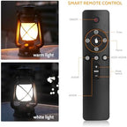 2 Pack Vintage Lantern Flickering Flame Rechargeable LED Retro Camping Lights 4 Modes Remote Control Battery Powered Outdoor Lamp Hanging Lanterns - Image 4