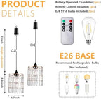 TWINKVILLA Battery Operated Chandelier, 2Pack Hanging Gazebo Lights, Acrylic Crystal Beaded Pendant Lights Outdoor Waterproof for Patio Tree Pergola Porch and Indoor Decor (2) - Image 4