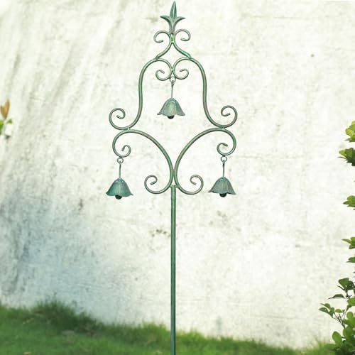 46.5" H Metal Yard Art with Bells for Outside,Decorative Garden Stakes by HOUYANG