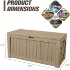 JUMMICO 120 Gallon Resin Deck Box, Large Outdoor Storage Box Waterproof & Lockable for Garden, Patio, Pools (Light Brown) - Image 5