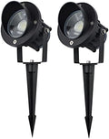 GBS9809 Flag Light, 9W LED Outdoor Spotlight 120V, 5000K Daylight, IP65 Waterproof Landscape Light with Metal Ground Stake & Deck Mount, Plug in Spotlight for Flagpole, Tree, Yard (Pack of 2) by JAYLUMI