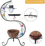 hogardeck Bird Bath for Outside with Solar Lamp, Metal Birdbaths for Outdoors with Flower Planter Pedestal, Vintage Birdbath for Garden Yard Patio Lawn Decor - Image 7