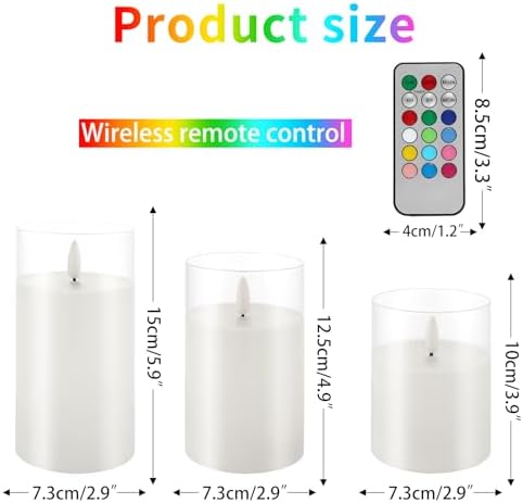 Color Changing Flameless Candles Glass LED Pillar Candles with Remote Timer - Image 2
