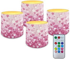 Set of 4 Flameless Candles Valentines Day Stylish Pink Heart Battery Operated LED Candles with Color Changing Timer Remote Control Tea Lights for Wedding Home Decorations by Merkmak