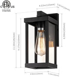 mirrea 11" Classic Outdoor Wall Sconce 1 Light in Matte Black Rectangular Metal Frame and Clear Glass Shade Waterproof Porch Light Patio Light Pack of 2 - Image 2