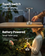PUSU Rechargeable Table Lamps Set of 2, Nickel Cordless Portable Desk Lamp - Image 4