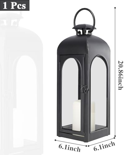 Bdor Decorative Outdoor Lantern Candle,Black Lantern Remote,20 Inch,1 Pack - Image 2