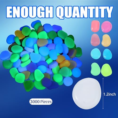 Sasylvia 3000 Pcs Glow in the Dark Rocks Outdoor, 1 Inch,Multicolor - Image 2