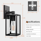 Outdoor Light Fixtures Wall Mount, Waterproof Front Porch Lights, Modern Exterior Lighting Fixtures with E26 Socket, Black Wall Sconces Lantern Lamp, Outside Lights for House, Garage, Patio (2 Pack） - Image 6