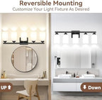 VerRon 5-Light Bathroom Light Fixtures, 31" Black Modern Vanity Lights - Image 2