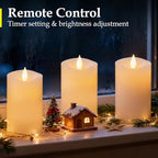 3"x5" Flickering Flameless Candles with Remote Timer- Set of 3 Real Wax White Pillar LED Candles for Indoor/Outdoor Fireplace & Home Decor, Battery Operated with 600+ Hours Flickering (3" Diameter) - Image 3
