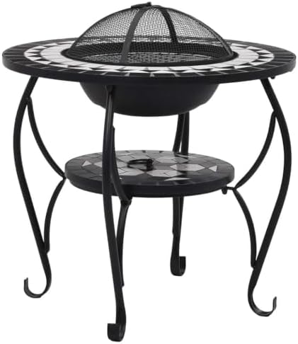 Fire Pit Table, Mosaic Ceramic Square Bowl, Wood Burning Brazier - Image 2