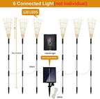 Maleyt 6 Pack Solar Garden Lights, Firework Lights, Decorative, 8 Lighting Modes with Remote 120 LED Twinkling Waterproof Landscape Outdoor Decor, for Pathway Backyard Walkway Patio (Warm White) - Image 5
