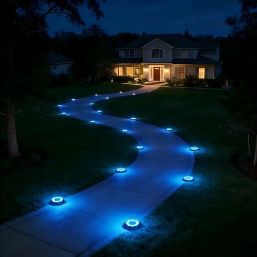 Flacchi Solar Lights Outdoor Waterproof，Blue 12 Pack 2-in-1 Ground Lights - Image 4