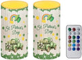 2 Pack Flameless Candles with Remote and Timers Flickering Battery Operated Candles St Patrick's Day Truck LED Real Wax Pillar for Dining Table Decoration by Merkmak