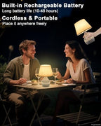 10" H Small Rechargeable Cordless Ceramic Table Lamp, Coastal - Image 2