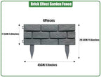 Brick Effect Garden Fence,Flower Bed Border Detachable Splicing Garden Fence,Simulation Bricks Fencing Panels Garden Edging Decoration,4 Pieces,Grey. - Image 2