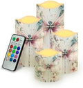 Dragonfly MarbleFlickering Flameless Candles Pillar LED Candles with Remote and Timer Set of 4 Color Changing Battery Operated Candles for Home Birthday Decoration by Uorisanigo