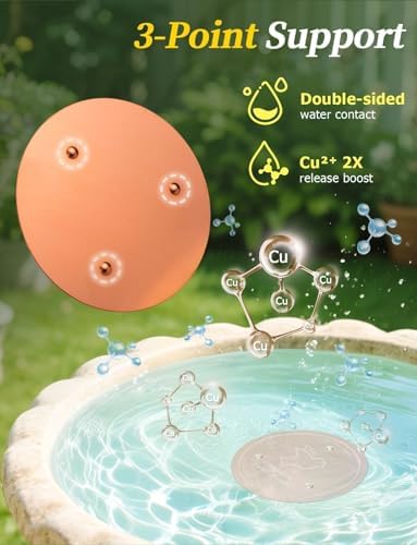 Mellbree 4-Pack Premium Copper Cleaning Disc, 0.6mm Thick 99.99% Pure Copper with Stable Triple-Point Support, All-Season Physical Water Care for Bird Baths - Image 5