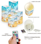 Beach Shell Starfish Flameless Candles with Remote Timer Flickering LED Pillar Candles Color Changing Set of 4 Home Table Beach Wedding Decoration - Image 3