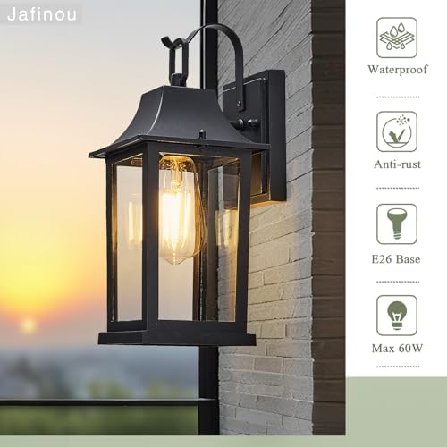 Outdoor Sconce Lights，Black 13 inch Outdoor Wall sconces，Aluminum & Tempered Glass Exterior Sconce，Waterproof Rustproof Porch Lighting for Front Door，Garage，Patio - Image 5