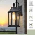 Outdoor Sconce Lights，Black 13 inch Outdoor Wall sconces，Aluminum & Tempered Glass Exterior Sconce，Waterproof Rustproof Porch Lighting for Front Door，Garage，Patio - Image 5