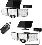 Lepro Solar Security Lights Outdoor Motion Sensor, 2 in 1 Separated and Integrated Remote Control IP65 Waterproof Solar Lights with 2 Light Modes, 3 Heads Floodlight for Garden Yard Garage by Lepro