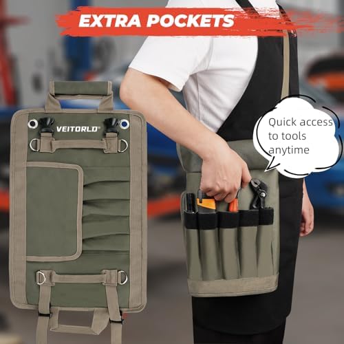 Tool Roll Up Bag, Gifts for Men Dad from Wife Daughter Fathers Day, Portable Tools Box Storage for Men, Heavy Duty Tool Organizer W/Detachable Pouches for Electrician Mechanic Carpenter - Image 5