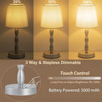 CASTLELIFE Rechargeable Cordless Table Lamp, 5000mAh Battery Powered Touch Desk Lamp, 3-Level & Stepless Dimmable Night Light, Portable Bedside Lamp for Bedroom, Outdoor, Bulb Included, Silver - Image 2