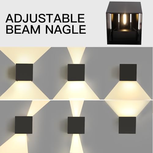 Mille Lucciole 20W 4Pack Outdoor Wall Lights Exterior/Interior,LED Black Outdoor Wall Sconces Light Fixtures Modern,IP65 Waterproof Square Aluminum Wall Lamps, Up and Down Lights 3000K Warm Lights - Image 3