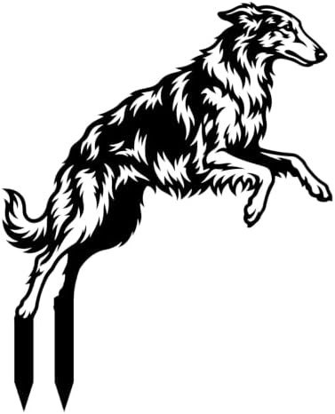 Dog Metal Garden Stake - Weatherproof Dog Silhouette Yard Art, Decorative Outdoor Sign for Lawn & Patio, Heartfelt Gift for Borzoi Lovers(Jump,14") by VORISCAPE