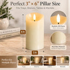 Real Wax Flameless Candles with Remote, 3 x 6 Inch LED Pillar Candles - Image 4