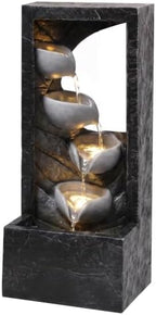 29.1" H Modern Outdoor Water Fountain, 5-Tier Waterfall with LED Lights - Image 2