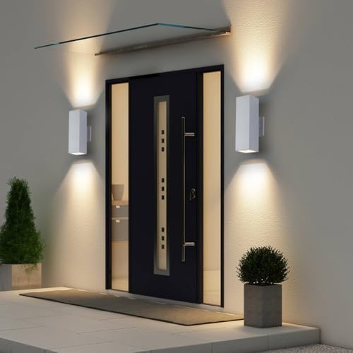 Cerdeco 13" White Square Modern Outdoor Wall Light Exterior Wall Sconce - Image 4
