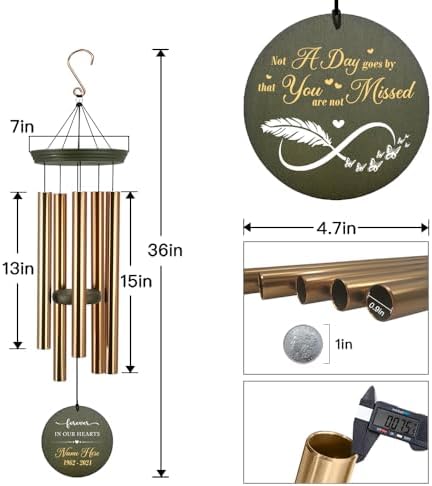 Personalized Memorial Wind Chimes Feather Mourn Wind Chimes - Image 7