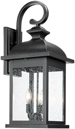 FEMILA 26" Outdoor Wall Light, Large Exterior Wall Light Fixtures, 3 Light Outdoor Wall Lantern Porch Lights for Entryway, Patio, Garage, Doorway, Matte Black Finish, E12 Base, 4FD54B-L BK by FEMILA