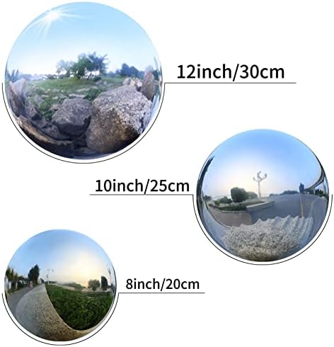 Stainless Steel Gazing Mirror Ball 12 Inch Silver Garden Sphere Garden Ornaments for Home Housewarming Decorating Gift - Image 4